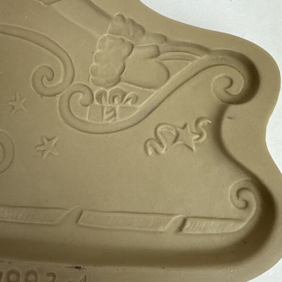 Brown Bag Cookie Art Mold Santa Sleigh Ceramic Hill Design vintage 1993 USA - Picture 8 of 9